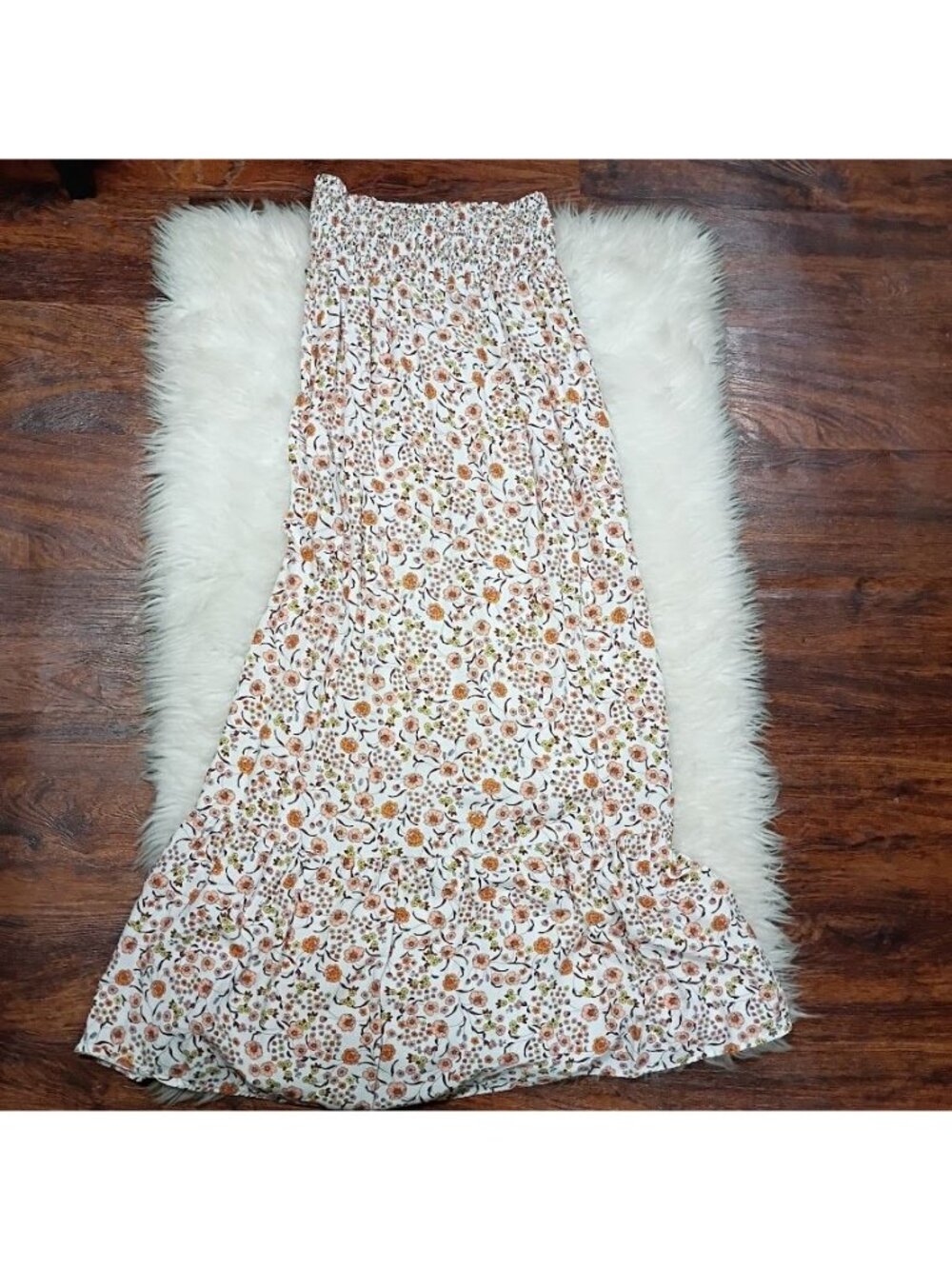 Floral High-Slit Maxi Skirt By Maaji Smocked Waist Small 100% Viscose Lightweigh - Picture 15 of 15